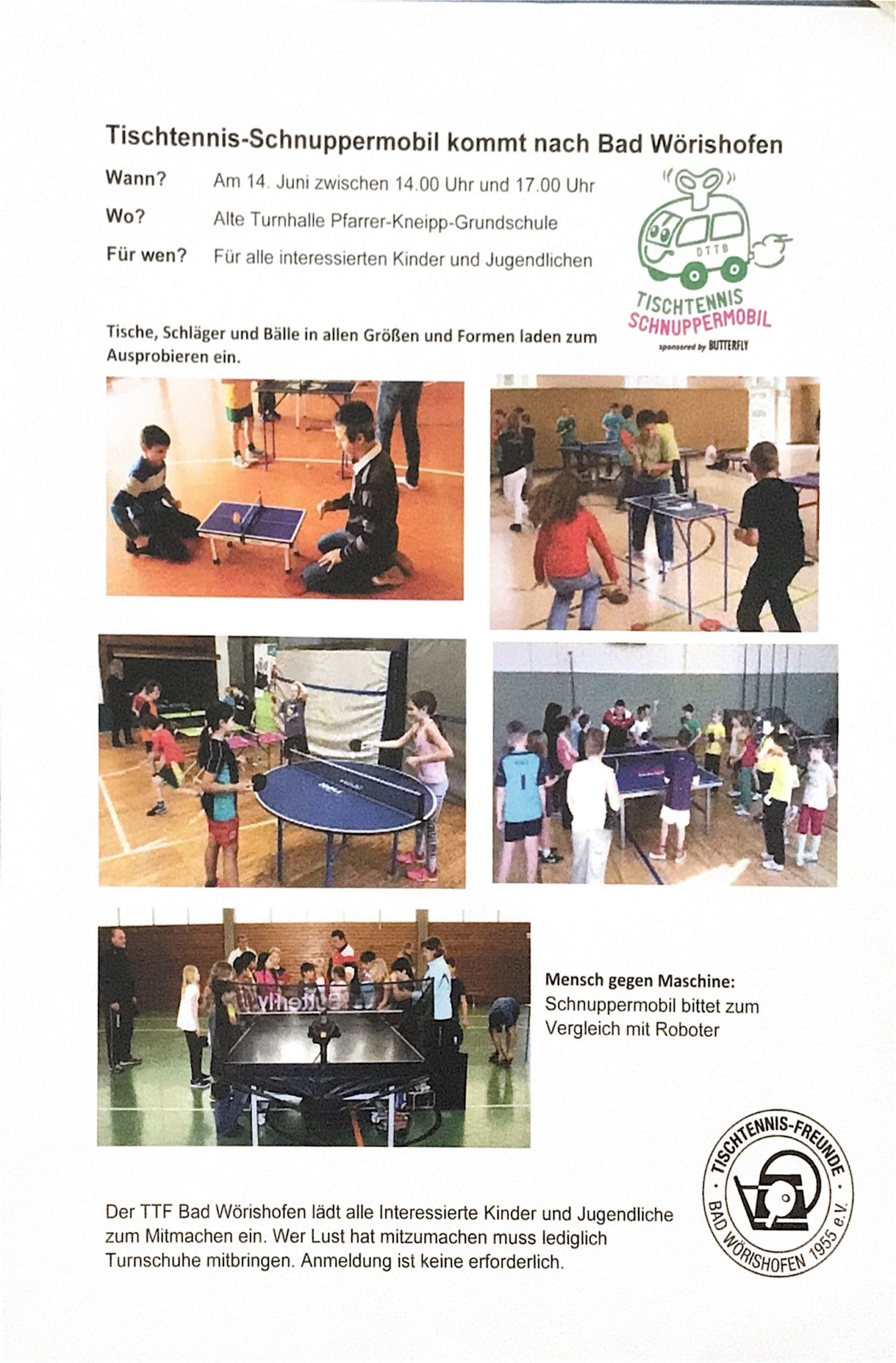 Tischtennis für Kinder und Jugendliche zum kennenlernen